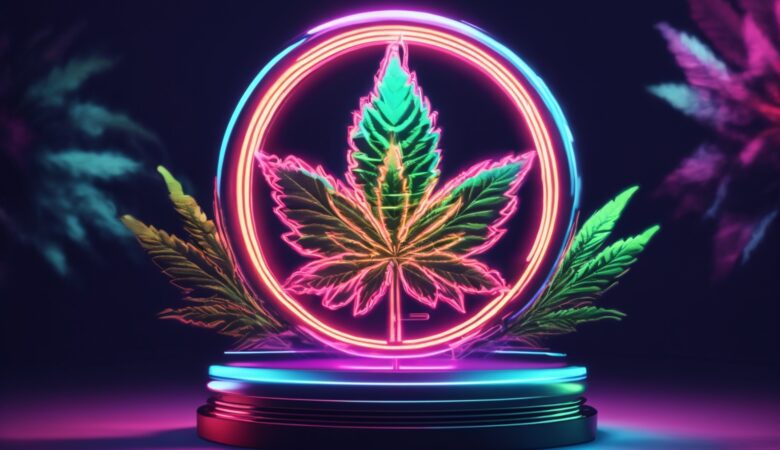GTA 2023 cannabis cup logo in an rgb bold neon lighting 2
