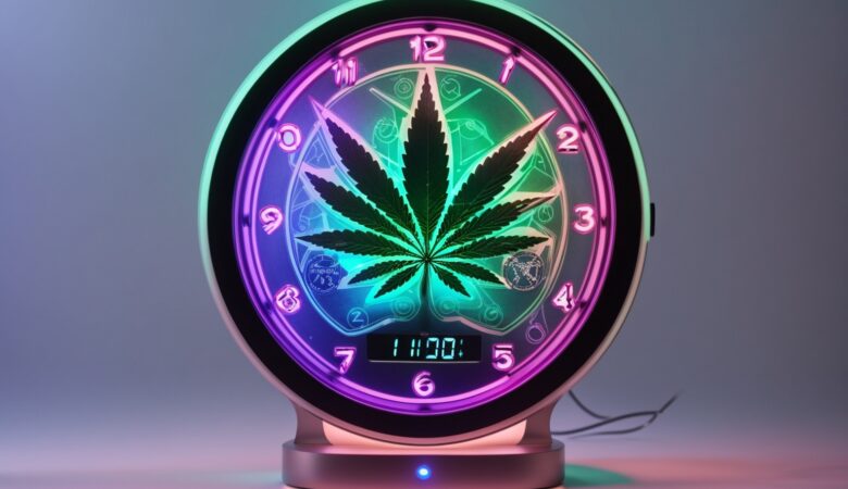 GTA a futuristic clock that has a cannabis theme in rgb light 3