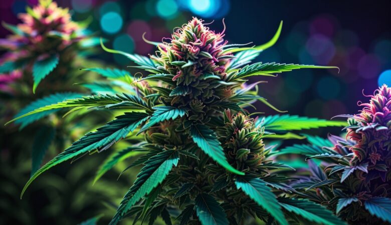 GTA Vibrant cannabis plants illuminated under powerful LED li 1