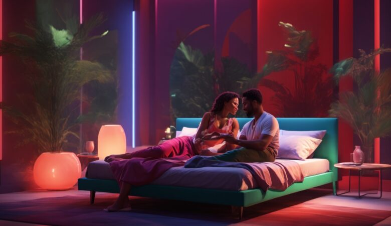 GTA In a dimly lit bedroom a couple is shown lying in bed tog 1